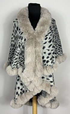 NORTHERN ANGEL Animal Print Faux Fur Poncho Size L/XL Mob Wife